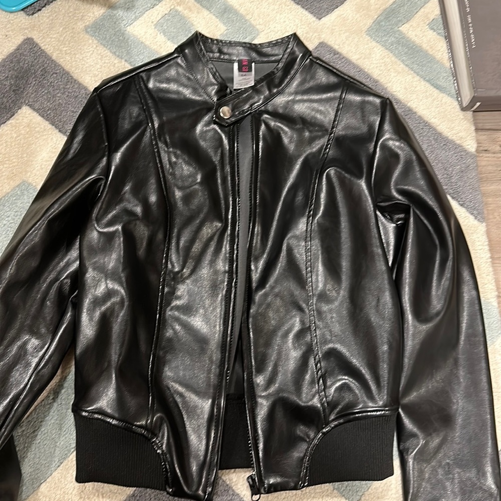 Black faux leather jacket, never worn